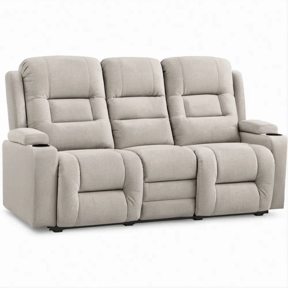 3-Sitzer-Relaxsofa Beige, 205 x 96 x 102 cm, Polyesterbezug