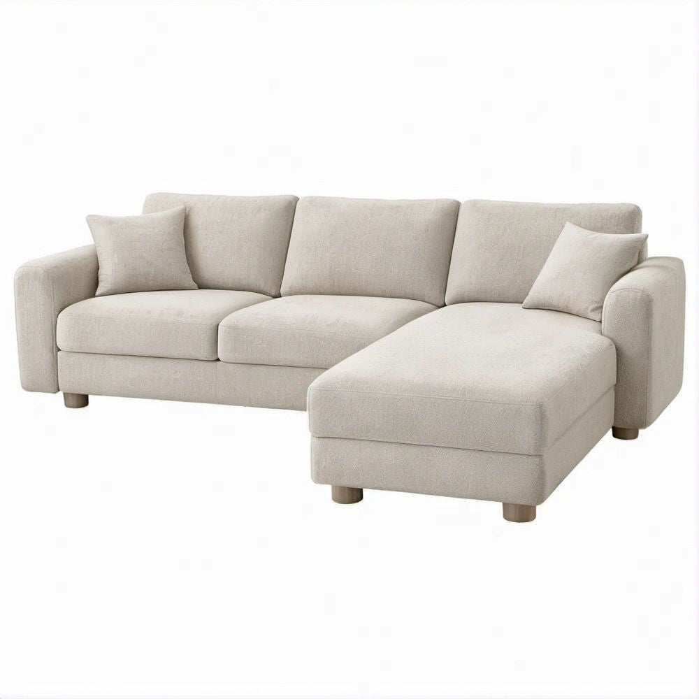 3-Sitzer-Ecksofa mit Recamiere rechts, Beige, 250 x 160 x 85 cm